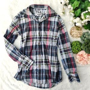TNA Button down plaid dress shirt